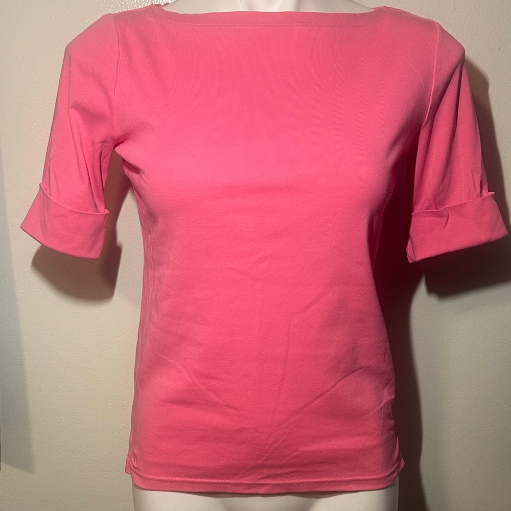 Ralph Lauren Women's Bright Pink Short Sleeve Top